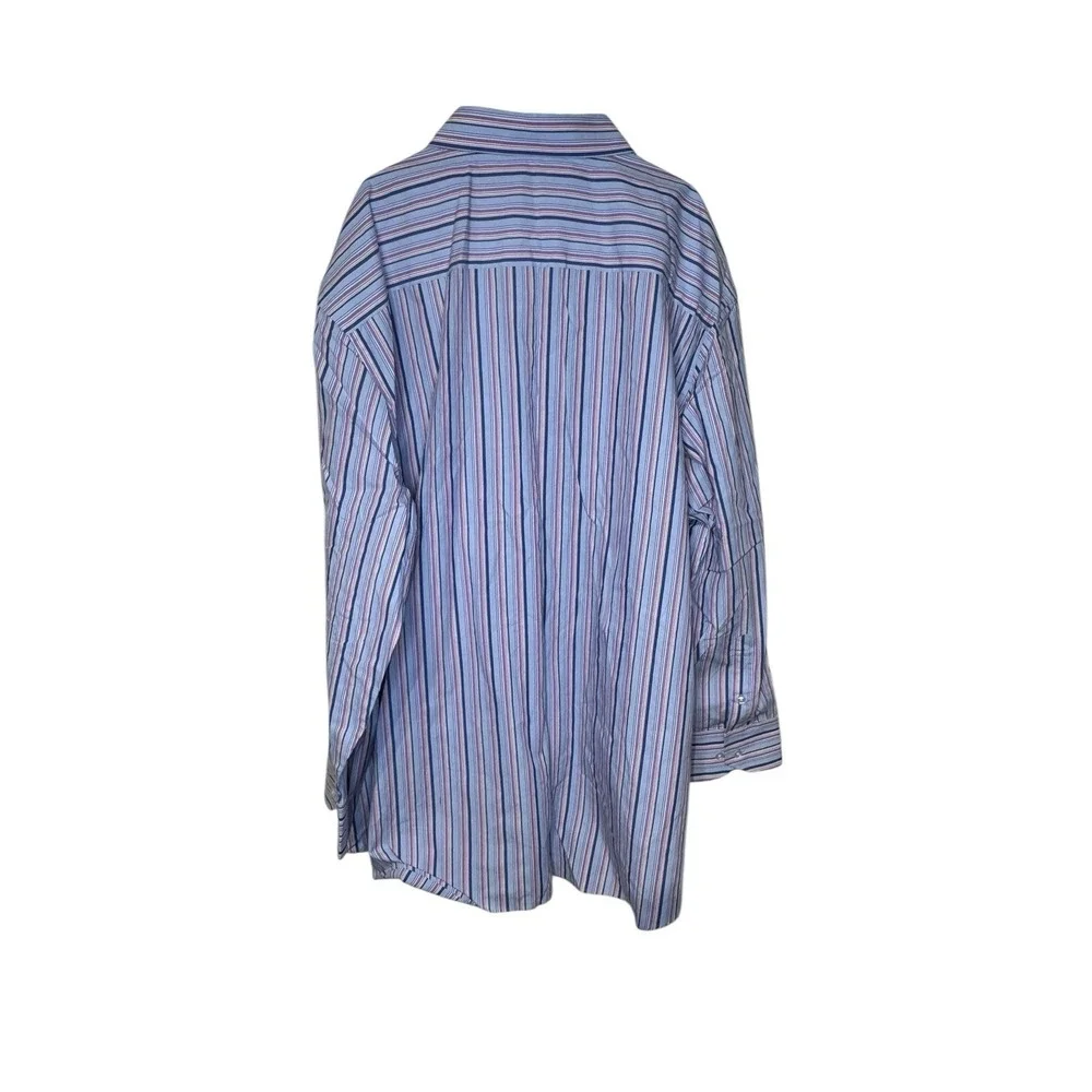 Tailorbyrd Mens Shirt Striped Button Up Long Sleeve Cuffed Multicolor Cotton 3XL